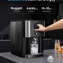Countertop Nugget Ice Maker, 44lbs/24H Nugget Ice Machine Countertop, Chewable Pellet Ice Maker Machine with Ice Dispenser, 2.4L Water Reservoir, Self-Cleaning, Ideal for Kitchen/Bar/Office, D-Black