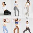 baleaf Women's Flare Leggings with Zipper Pockets Crossover High Waist Bootcut Yoga Pants Tummy Control Bell Bottom Leggings (XXL)