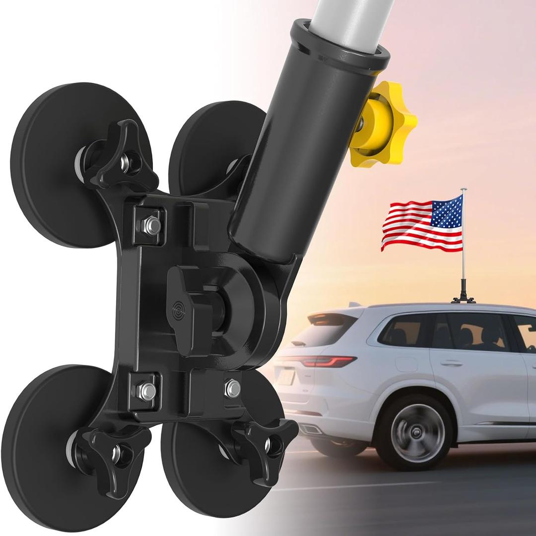 Magnetic Flag Holder for RV, Adjustable-Angle 5th Wheel Flag Pole Mount, No Drill Flag Pole Mount for Camper, Rv, Trailer, Truck, Car, Van, Black