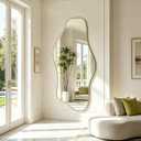 Irregular Full Length Mirror, Abstract Frameless Mirror