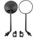 Kucehiup Motorcycle Side Mirror 4 inches Round Rearview with 10mm Handlebar Mirror Mount Holder Clamp Adaptor (Black 1)
