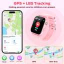 4G Kids Smart Watch with GPS Tracker, Video Call & Texting, Smart Watch for Kids with SIM Card, SOS, School Mode, HD Camera, Pedometer, Kid Watch Gift for Boys Girls Age 4-12, Pink
