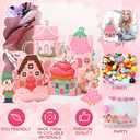 Feifeiya 24 Pcs Pink Gift Bag with Handle Valentines Day 3D Fairy Tale Flower House Cardboard Treat Candy Goodies Gift Bag for Valentines Galentine Day Holiday Birthday Party Supplies