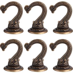 Hotop 6 Pcs Swag Ceiling Hooks Heavy Duty Swag Hooks Vintage Style Ceiling Hook for Hanging Plants Indoor Outdoor Decor Kitchen Flower Baskets Wind Chimes and Lights(Large,Bronze)
