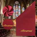12 Pcs Reserved Signs for Church Pews 22 Inch Reserved Signs for Chairs Cloth Placeholder for Restaurant Wedding Meeting and Event Parties(Burgundy and Gold)