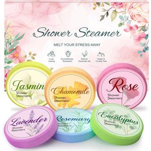Birthday Gifts for Women: 6 Pack Shower Steamers Aromatherapy, Spa with Essential Oils Relaxation, Gift for Mom Wife Aunt Teens Girls Friend Girlfriend Grandma Sister Daughter (Pink)
