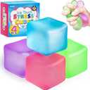 4 Pack Stress Cube, Slow Rising Ice Cube Stress Balls for Adults Kids, Sensory Fidget Toy for Anxiety Relief, Square Shape Squishy Balls for Classroom Prizes, Nice Cube Squishy for Party Favors