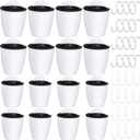 Amyhill 16 Pcs 5'' and 4.33'' Self Watering Hanging Planter for Indoor Plants Wall Planter with Hook and Absorbent Cotton Rope Wall Plant Holder Wall Mounted Planters White Flower Pots for Garden