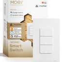 MOES Matter-WiFi 3 Gang Light Switches, Smart Triple Single Pole Switch, Netural Wire Required, 2.4GHz Switch Combo Compatible with Alexa Google Assistant, Remote Control