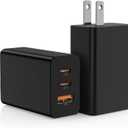 2Pack 65W USB C Wall Charger Block, 3-Port USB C Charging Adapter 100W Type C Super Fast Charging Power Plug Cube for MacBook Pro/Air,i-Pad Pro, i-Phone 17/16/15, Galaxy S25,and More-Black