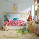 7x5ft Vinyl Backdrop Lovely Children Bedroom Interior Scene Photography Background Various Toys Wooden Toy Shelf Floriated Pattern Bed Cartoon Moon Children Birthday Party Portrait