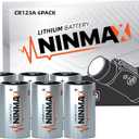 NINMAX CR123A 3V Lithium Battery 6 Pack, No.1 1700mAh 3 Volt High Power 123A Lithium Batteries for High-Intensity Flashlights, Home Security Devices, and More