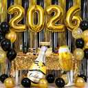 2026 Happy New Years Party Decorations, Gold Black Foil Fringe Curtains Number 2026 Party Balloons for New Year Photo Props, 2026 New Year's Eve Party SuppliesGraduation School Decor