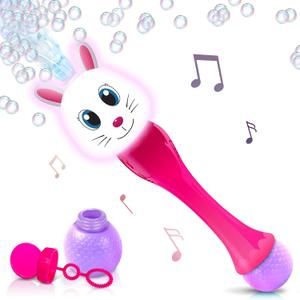 Easter Basket Stuffers for Toddler, Bunny Bubble Wand, Easter Basket Essentials, 14" Light Up Automatic Bubble Maker with LED & Music, Toys for Toddlers, Bubbles for Kids