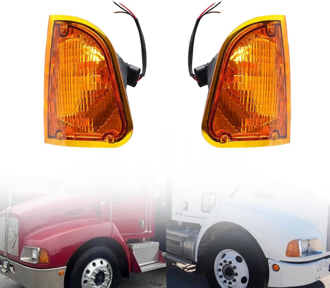 LAFORMO Pair(2) Amber Turn Signal Lights Compatible With 1986-2008 KW Kenworth K300 T300 T330 T600 ;Replacement For K256-509 P54-1038 K256-509R P54-1038R