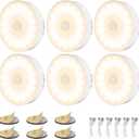 14 LEDs Motion Sensor Light Indoor, 6 Pack Upgraded Night Light USB Rechargeable, 3 Light Modes & Long Last Battery, Cordless Magnetic Nightlight for Bedroom, Closet, Hallway - Warm White