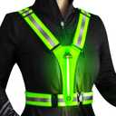LED Reflective Vest Safety Gear, Light Up Vest for Night Walking Cycling, High Visibility Running Vest with Reflective Strips (Green)