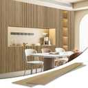 Art3d 4-Pack Glue-On Fine Bar Wainscoting Panel for Interior Wall Decor - 104 x 12 Inch Polystyrene Ultralight Slim Slat Wall Panels for Living Room Bedroom, Teak