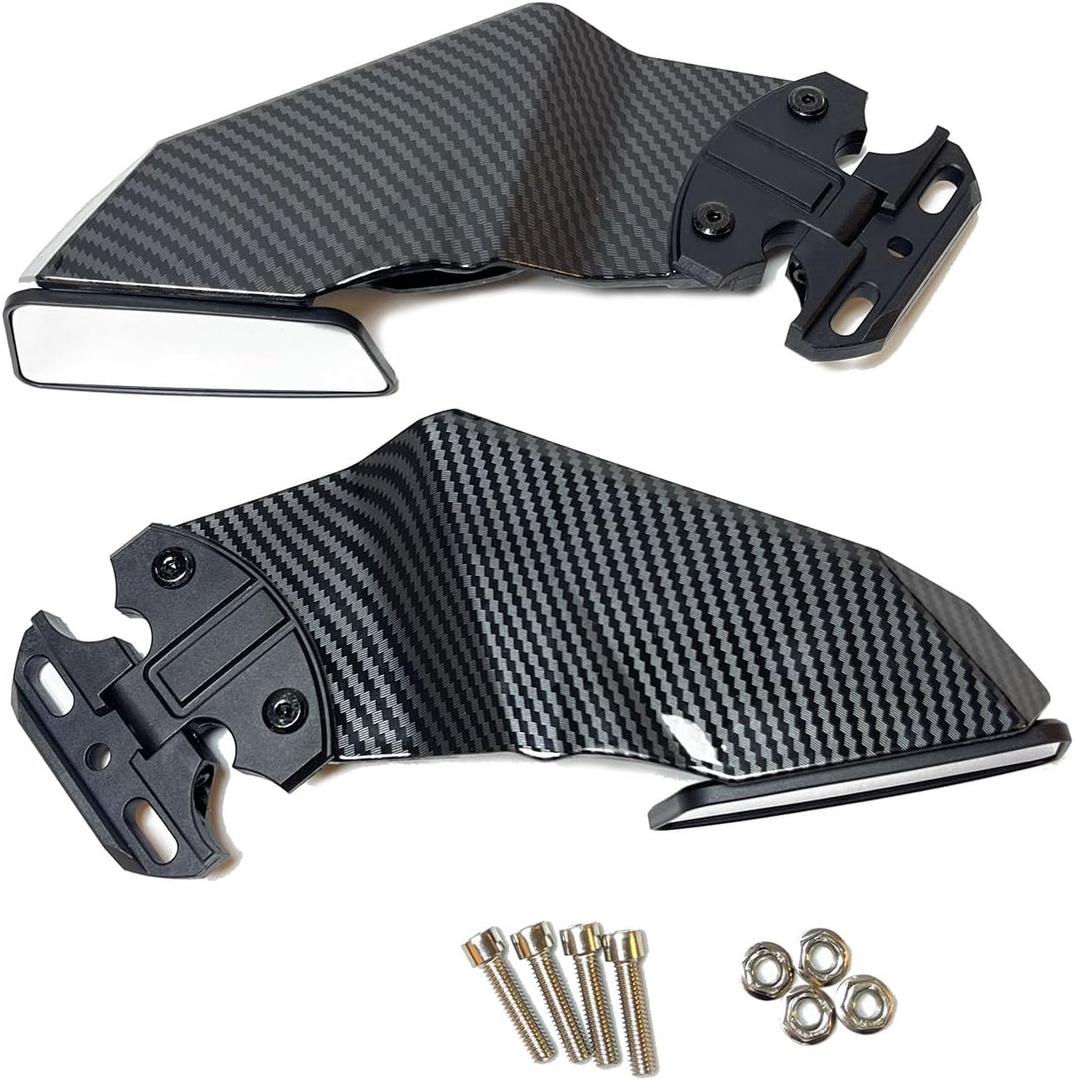 Motorcycle Mirrors Wing Rearview Mirror for Y-amaha YZF R1 R3 R6 R15 R25 R125 Motorbike Fairing Adjustable Sportster Aerodynamics Side Mirrors (Pattern Black)