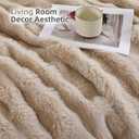 Smoofy Faux Fur Throw Blanket for Couch  Linen Fluffy Cozy Rabbit Fleece, Plush Soft Bubble Blanket for Sofa & Bed, for Mom, Warm Fuzzy Home Room Decor Throw 50" x 60"