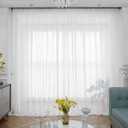 ABCHOME Ivory Sheer Curtains 90 Inches Long 2 Panels,Rod Pocket Voile Semi Sheer Window Curtains for Kitchen, Bedroom and Living Room (Ivory, 52 W x 90 L)