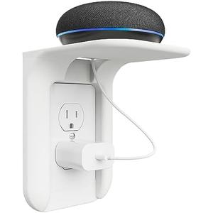 WALI Outlet Shelf Wall Holder, Bathroom Shelf up to 10lbs Standard Vertical Duplex Wall Organizer for Smart Home Decor Space Saving Power Tools, Toothbrush (OLS001-W), 1 Pack, White