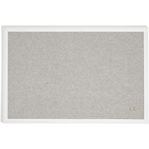 U Brands Farmhouse Linen Bulletin Board, 30" x 20", White Wood Style Frame, Includes Push Pins