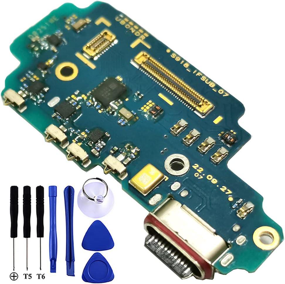 Galaxy S23 Ultra USB Charging Port Flex Cable Replacement SM-S918U Type C Charger Dock Board Flex Cable Connector for Samsung S23 Ultra S918U1 Port Repair Part with Tools (SM-S918U)