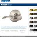 Schlage F10 V ACC 716 Accent Door Lever, Hall & Closet Passage Lock, Aged Bronze