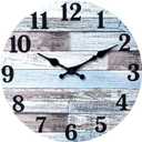 XNM Wood Extra Large Clocks Battery Operated Decorative 24 Inch Nautical Grey Rustic Wall Clock for Office Round Wall Clock Silent(MDF No Solid Wood) (Light Blue Grey)