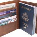WANDERINGS Leather Travel Wallet with Passport Holder - 5.5" x 4" - Genuine Leather Case with RFID Blocking for Men and Women - Folding Wallet for Passports