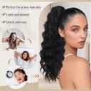 PEACOCO Ponytail Extension 16inch Long Synthetic Drawstring Ponytail Afro Curly Fluffy Pony Tail for Black Women Daily Use, Black Brown