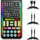 Portable Voice Changer, 8 Voice Changes Live Sound Card, Cool LED Lights Sound Board, Voice Disguiser, Modulator for for for One for PC,Phone,Laptops