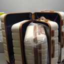 Coolife Luggage 3 Piece Set Suitcase Spinner Hardshell Lightweight TSA Lock (Apricot White, 3 Piece Set(20in, 24in, 28in))