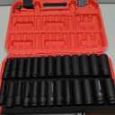 29-Piece 1/2" Drive Impact Socket Set, SAE (3/8 to 1 inch) and Metric (10-24mm) Sizes with Extension Bars Standard Deep Socket Set CR-V Material High Durability Impact Wrench