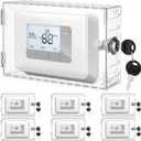 Wenqik 6 Pcs Thermostat Lock Box with Key, Clear Large Thermostat Cover on Wall, Guard Fits 6.3 x 4.4 x 2 inches or Smaller