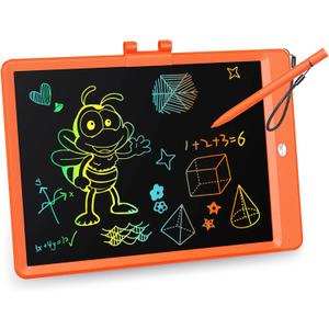 KOKODI LCD Writing Tablet, 10 Inch Colorful Toddler Doodle Board Drawing Tablet, Erasable Reusable Electronic Drawing Pads, Educational and Learning Toy for 3-6 Years Old Boy and Girls (Orange)