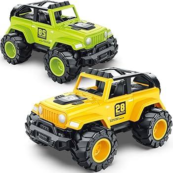 2 IN 1 Friction Powered Truck Toys for Toddlers, Push and Go Cars Toys for 3 4 5 6 Year Old Boys Girls, No Battery Off-Road Vehicles for Indoor Outdoor Play, Gifts for Birthday, Christmas, Easter