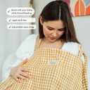 Nursing Cover for Baby Breastfeeding & Pumping | Multi Use Car Seat Stroller Cover | Breathable Soft Muslin Cotton | Breast Feeding Apron & Shawl by TISU (Mustard Gingham)