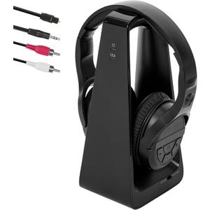 Wireless TV Headphones with Charging Transmitter Base, 2.4G Wireless Headphones for TV Watching, Large Buttons Clear Voice and Sound Boost for Seniors, Plug & Play Lightweight Comfort TV Headset