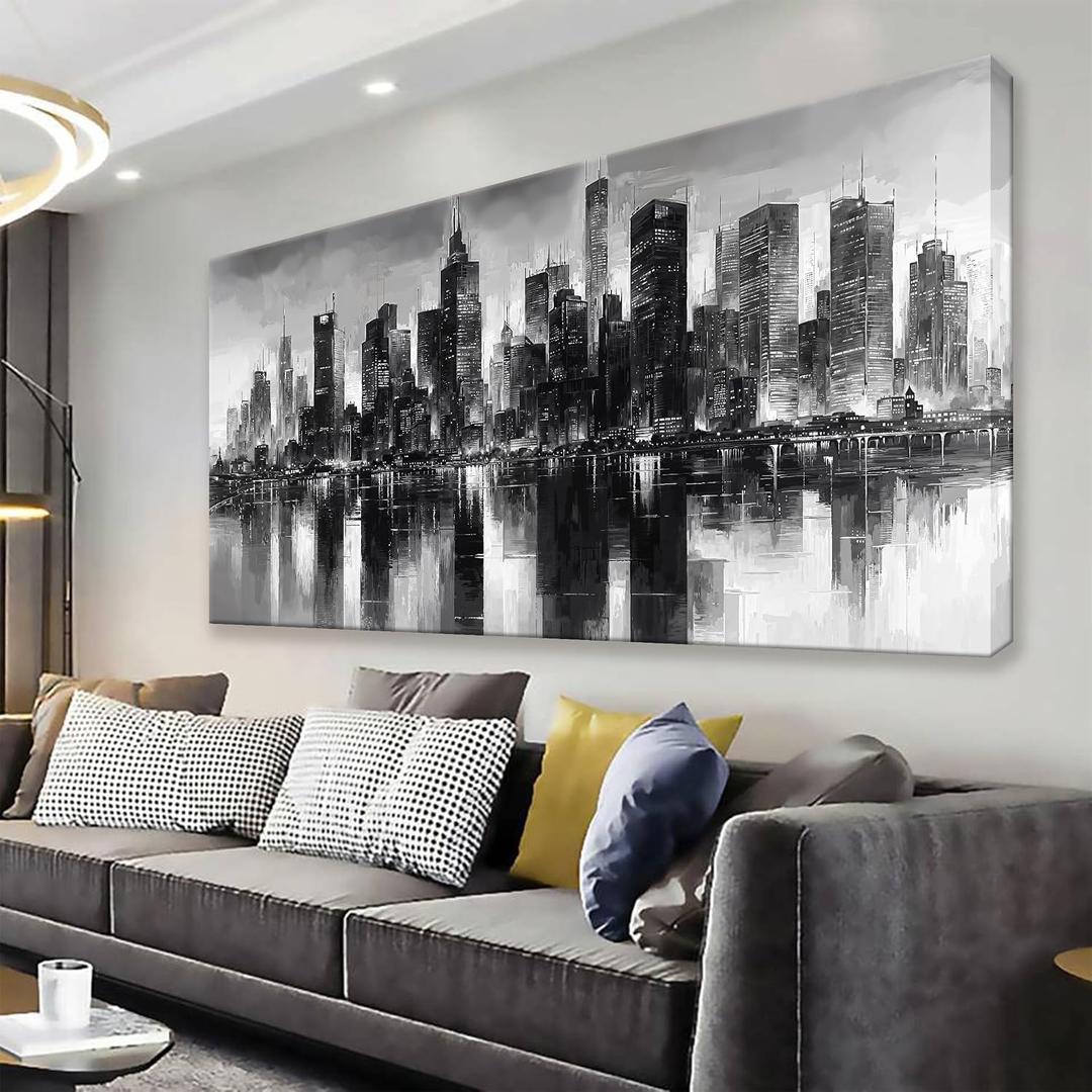 New York City Wall Art Brooklyn Bridge Wall Art For Living Room Print Modern Cityscape Canvas Art Wall Decor Paintings Picture For Bedroom Office Home Wall Decor Chicago Artwork For Walls 24 x 48 In