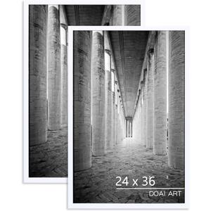 DOAI ART 24x36 Poster Frame White 2 Pack, Poster Frames 24 x 36 inches or 24x36 Picture Frames with HD Plexiglass for Horizontal or Vertical Wall Mounting, Durable Scratch-proof Safe and Artistic