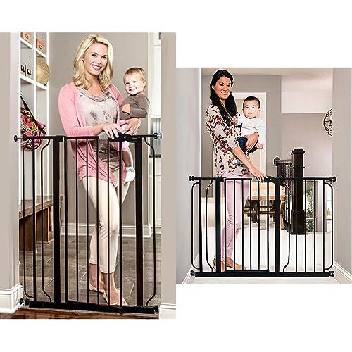 Regalo Easy Step Extra Tall and Extra Wide Baby Gates Bundle (Black,  36.5"W x 36"H)