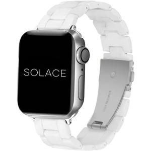 Solace Bands Lightweight Perma Watch Band - Universal Fit for Apple Watch Bands for Women and Men, iWatch Bands for  38/40/41mm Ultra, SE and Series Series 10 9 8 7 6 5 4 3 2 1 (Matte Solid) (White/Silver Hardware)