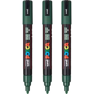 3 x posca PC-5M Water-Based Paint Markers, Reversible Medium Tip (1.8-2.5mm), English Green, 3 Count