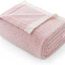 Snuggle Sac Ultra Soft Throw Blanket for Couch Bed Sofa 50x60 inches, Reversible Pink Blanket Microfiber Fluffy Fuzzy Cozy Knit Throws for Women Mothers Birthday Gifts