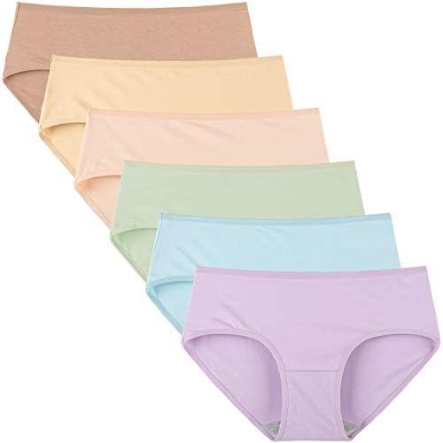 INNERSY Womens Underwear Cotton Hipster Panties Regular & Plus Size 6-Pack 14, Bright Basic 