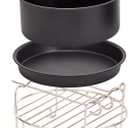 Dash Compact Air Fryer Accessories - Multi-Purpose PTFE Nonstick Accessories Kit - Easy-to-Clean & Space-Saving Design - Includes Pizza Pan, Baking Dish, Skewers & Cooking Rack (Black & silver)