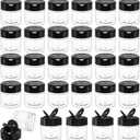 Foraineam 30 Pack Clear Plastic Jars 4 oz Mini Seasoning Bottles Spice Jars with Black Flip Cap to Pour Or Shaker, Round Food Safe Storage Containers with Lids for Spice Powders Cosmetics Crafts