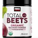 Force Factor Total Beets Organic Beetroot Powder Superfood to Boost Daily Nutrition, USDA Organic, Vegan, Gluten-Free, and Non-GMO Beet Supplement, Unflavored, 90 Servings (EXP 05/31/27)